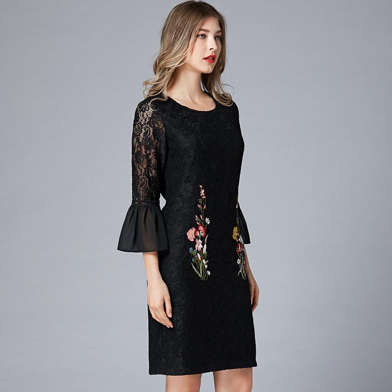 Non-Returnable Embroidered European & American Palace Style Lace Dress, Hip-Wrapped Design, Plus Size Women's Elegant Skirt