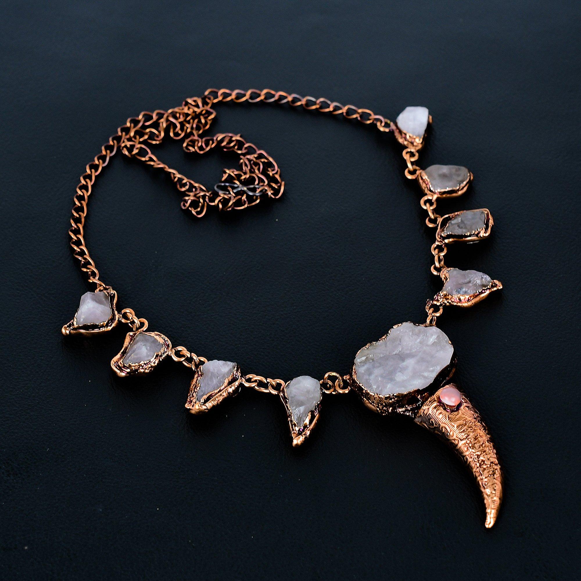 

Rose Quartz Jewelry, Copper Electroformed Pendant Handmade Gemstone Jewelry, Gifts For Wife Brand New Pendant