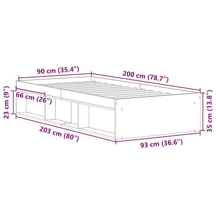 VidaXL Cadre de lit sans matelas vieux bois 90x200 cm bois ingénierie, meuble de chambre, sommier,, lit, lit simple 3328814