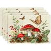 Aquarell Roter Pilzwald Schmetterling Tischset Leinen Rutschfeste Tischmatte Für Zuhause Küche Esstisch Dekoration Geschenk
