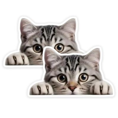 2 Pack 15x8.5cm Peeking Cat Funny Waterproof Vinyl Car Decal Exterior Decor Accessories for
