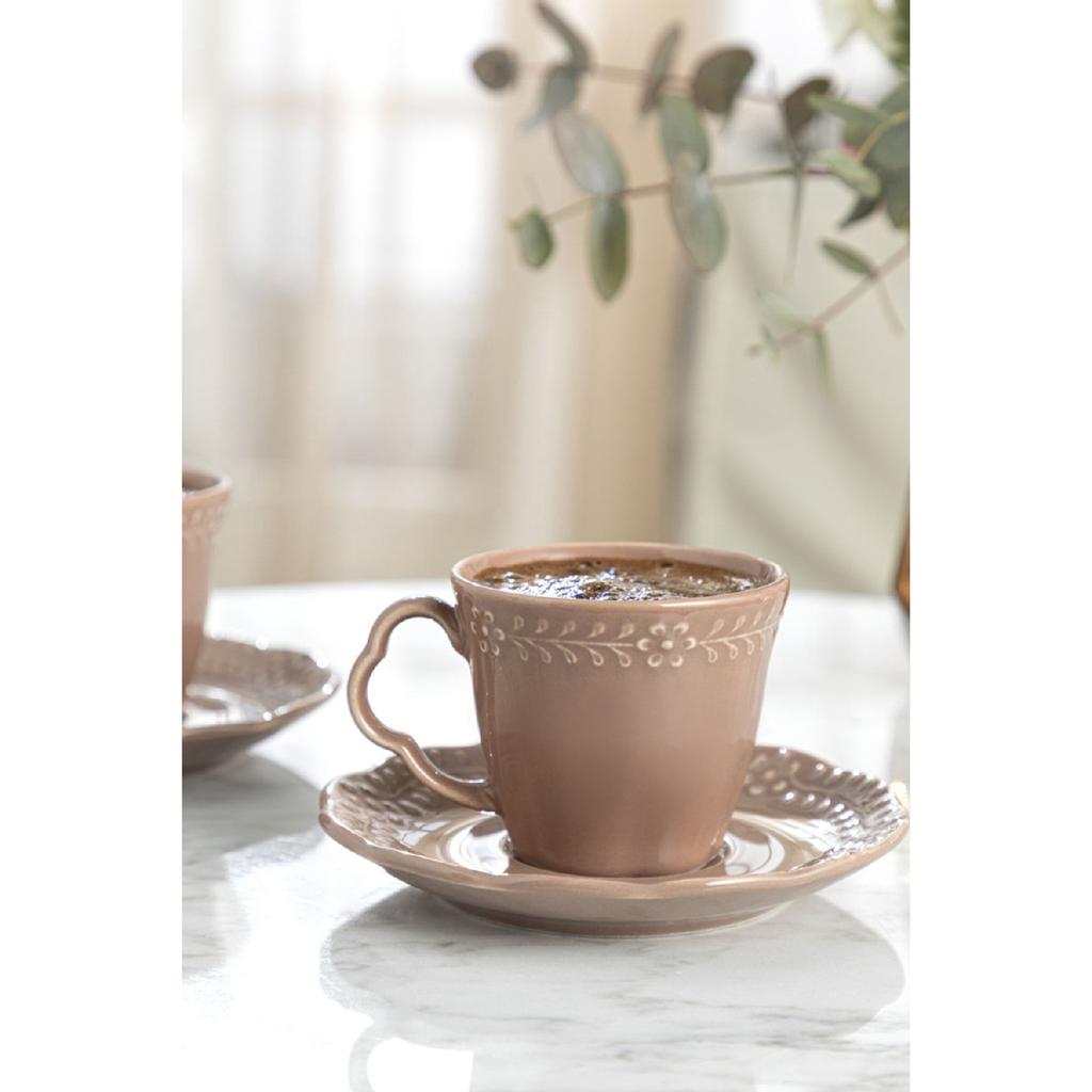 Set 2 Cești Cafea Porțelan Viena 80 Ml Trandafir Uscat