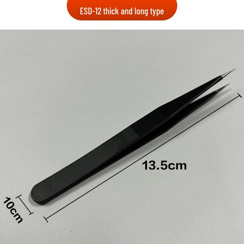 Precision Anti-static Stainless Steel Tweezers Set: Straight Tip, Bent Tip, Thickened, Pointed Tip, Bird's Nest Beauty Tweezers.