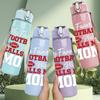 1PC Football Mom Calling Text 750ml Color Plastic Sports Water Bottle Leakproof Flip Straw Lid Suitable for Sports Office Home Use