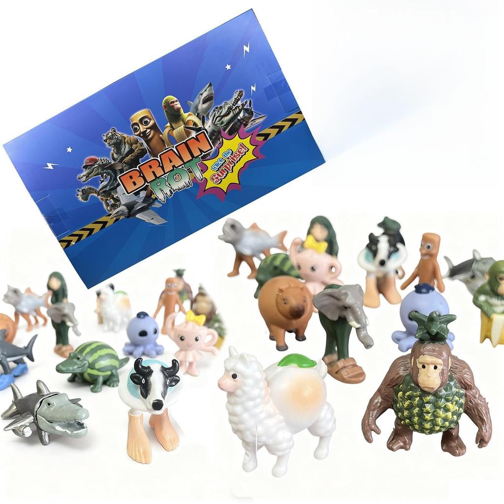 24-piece Brain Lot Italian Brain Lot Goods Figure Collection: Madness and Fantasy Memetic Creatures Descend on Your Desk "Color Box Packaging" (First