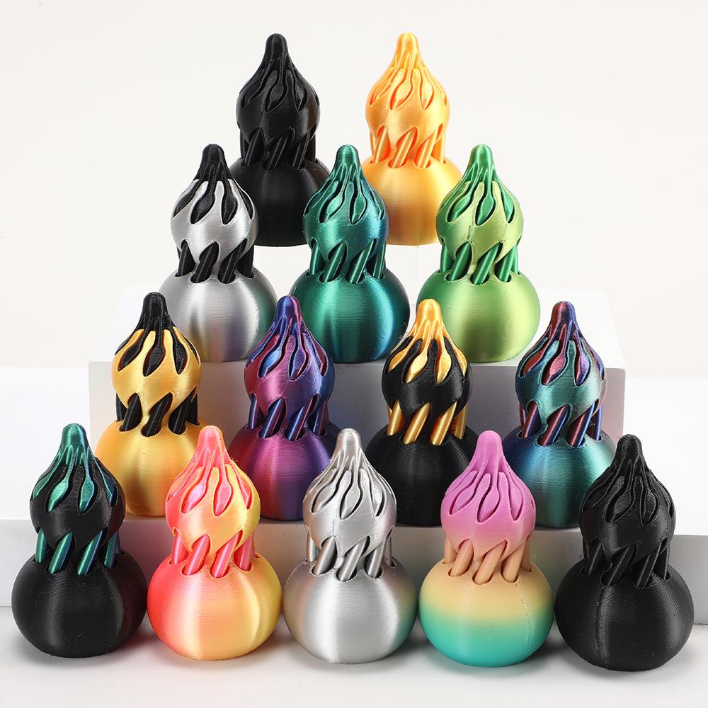 3D Printed Gourd Spiral Toy Figurines Stress Relief Impossible Pyramid Passthrough Sculpture Decompression Gourd Exquisite Decor