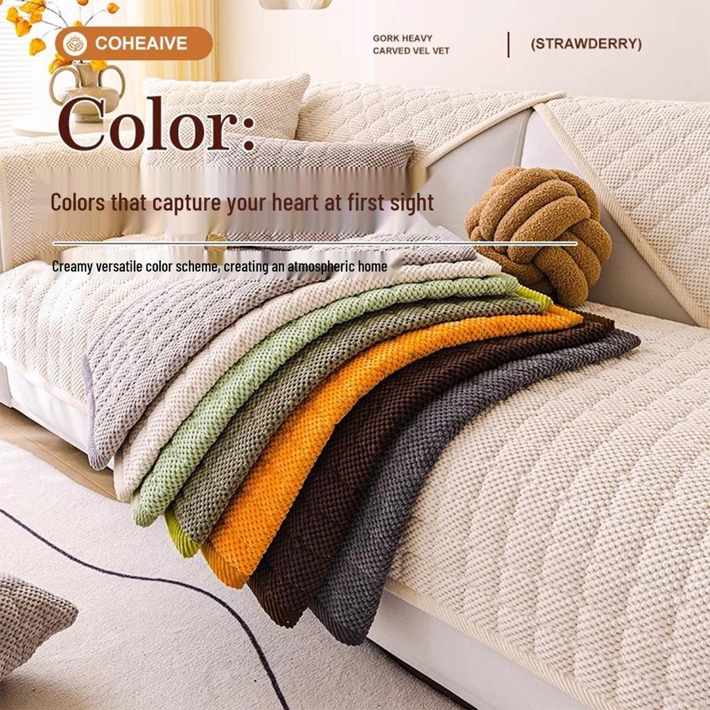 Universal Corduroy Sofa Cushion, Non-slip Autumn/Winter Cover, 2025 Simple Design