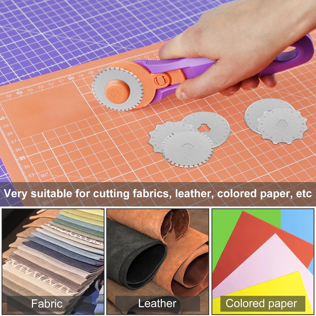 10Pcs Crochet Edge Rotary Cutter Blade Set 45mm Perforating Rotary Blade 12/15 Teeth Crochet Skip Blade Rotary Cutter