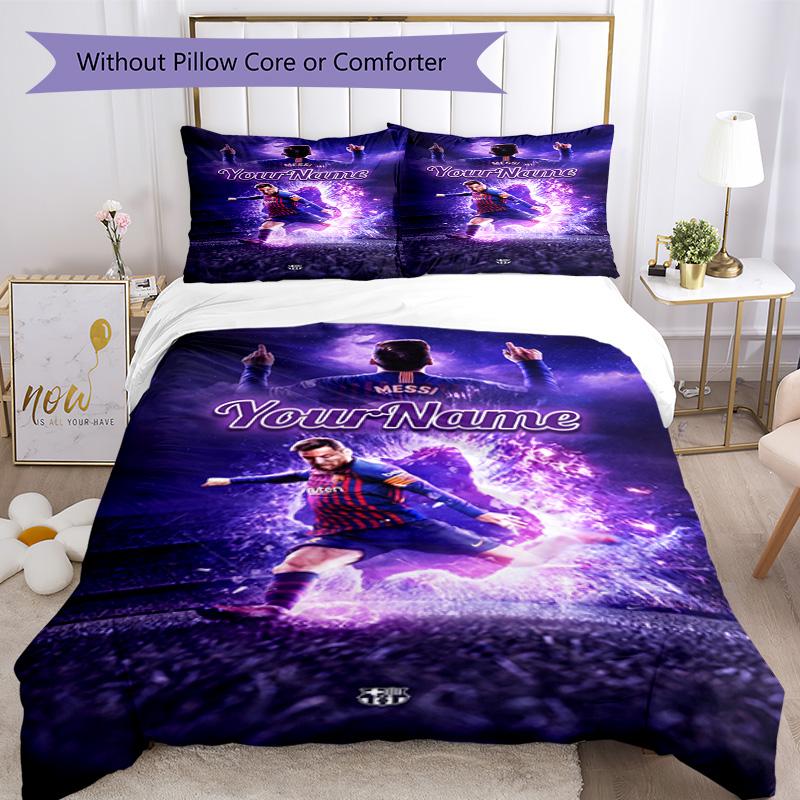 Messi Personalized Text Bed CoverBed Design for Living Rooms Soft Bedding Custom Room Decor Birthday/Christmas GiftSpiritual Gift