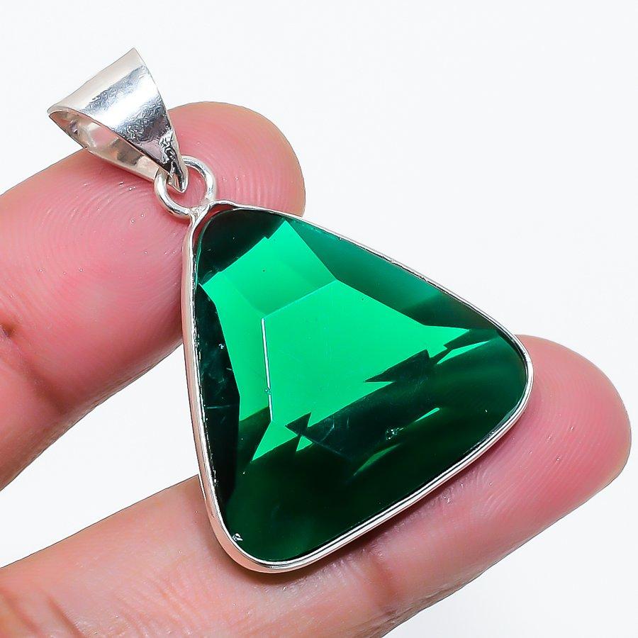 Natural Diopside Gemstone 925 Sterling Silver Jewelry Pendant 1.38" AP-16375