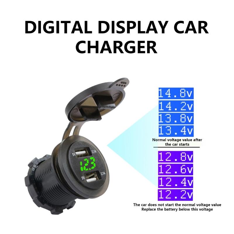 Waterproof Double  USB Charger Socket with LED Light 12V/24V 4.2A Double  USB Port Charger Socket for Car Motorcycle Boats