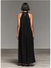 2026 Summer Halter Neck Ruffle Sleeveless Slimming Dress with Pockets