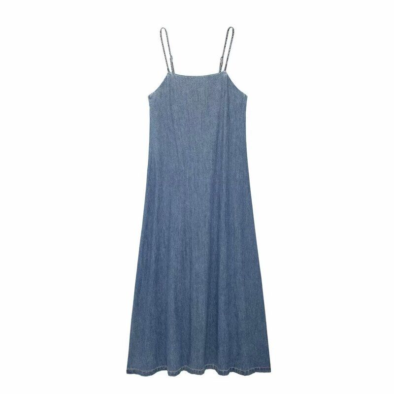 Fashion Style 2024 Summer New Arrival Women's Clothing Stylish Denim Sling Midi Skirt Long Dress 8197184