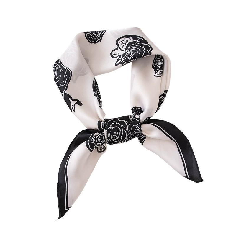 70Cm Small Square Simulated Silk Feminine Scarf Hijab Female Headband Kerchief Luxury Neck Tie Shawl Wrap