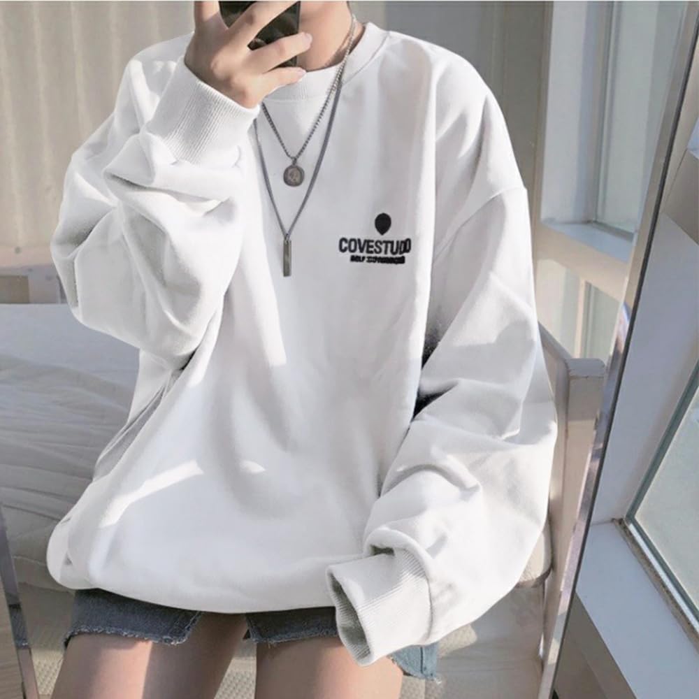 Rainer Large Size Oversized Pullover Crew Logo Loose Long Sleeve Body [Eolluka] Women's Hoodie, Sweatshirt, Neck, Top, Spring, Autumn, Winter, Fit,