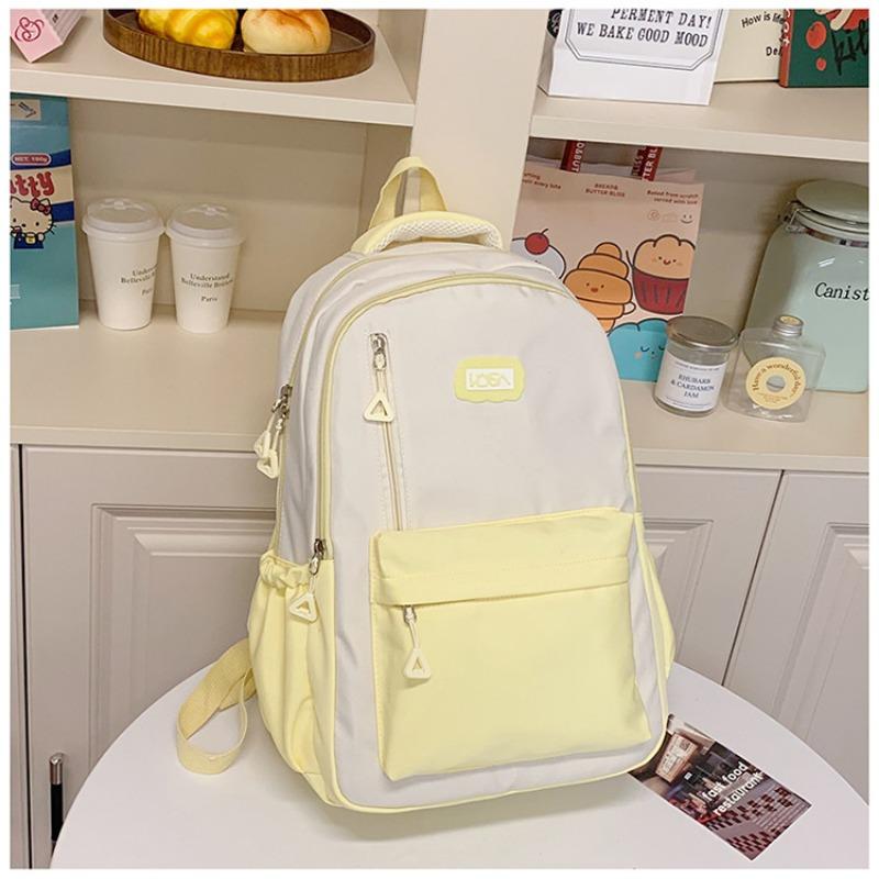 Leisure niche simple new nylon versatile large capacity double shoulder contrasting color commuter travel backpack