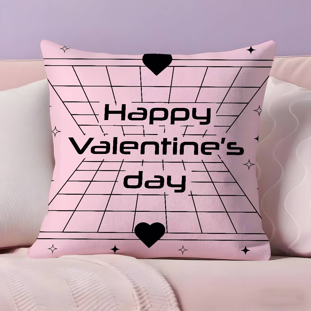 Valentine's Day Stickers X Pillow Case Anti-dustmite Pillowcase Invisible Zipper Silky Short Plush Sofa Cushion Cover