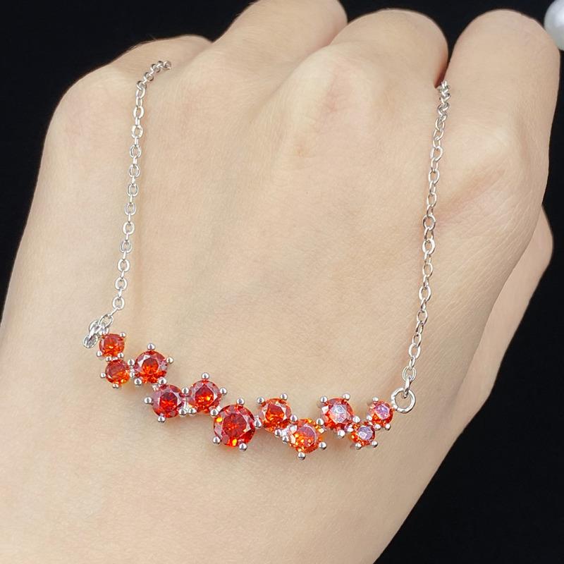 BELLA BOX Fanta Orange Zircon Net Red New Group Inlaid One Pendant Feminine Fashion Necklace