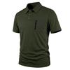 Men's Jacquard Casual Loose Fit Business Short Sleeve Polo Shirt with Collar Pocket and Zipper Detail Suitable for Daily Wear