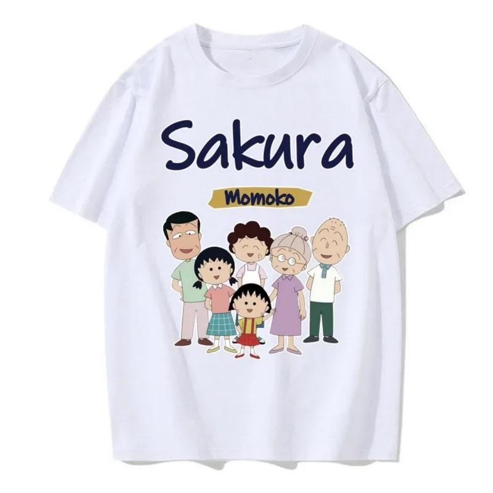 

Мужская летняя милая японская аниме-футболка с принтом «Chibi Maruko-chan» с круглым вырезом, однотонная хлопковая футболка европейского размера S чёрный