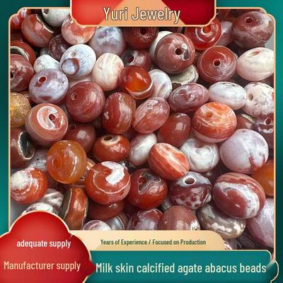 Twisted Silk Milk Skin Calcified Agate Abacus Loose Beads for Handmade Jewelry, 10x16mm