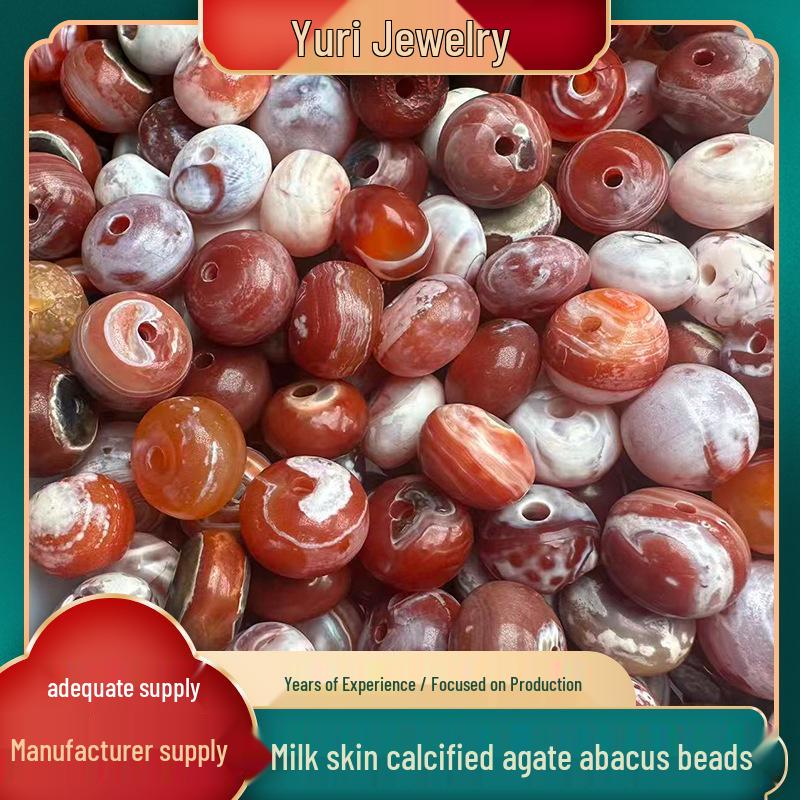 Twisted Silk Milk Skin Calcified Agate Abacus Loose Beads for Handmade Jewelry, 10x16mm -