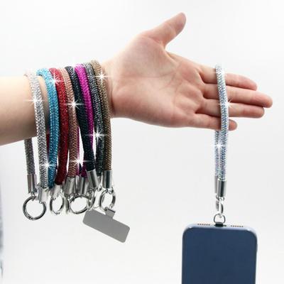Cordón para teléfono con diamantes de imitación brillantes y brillantes, llavero de cristal con diamantes, accesorios para teléfono.