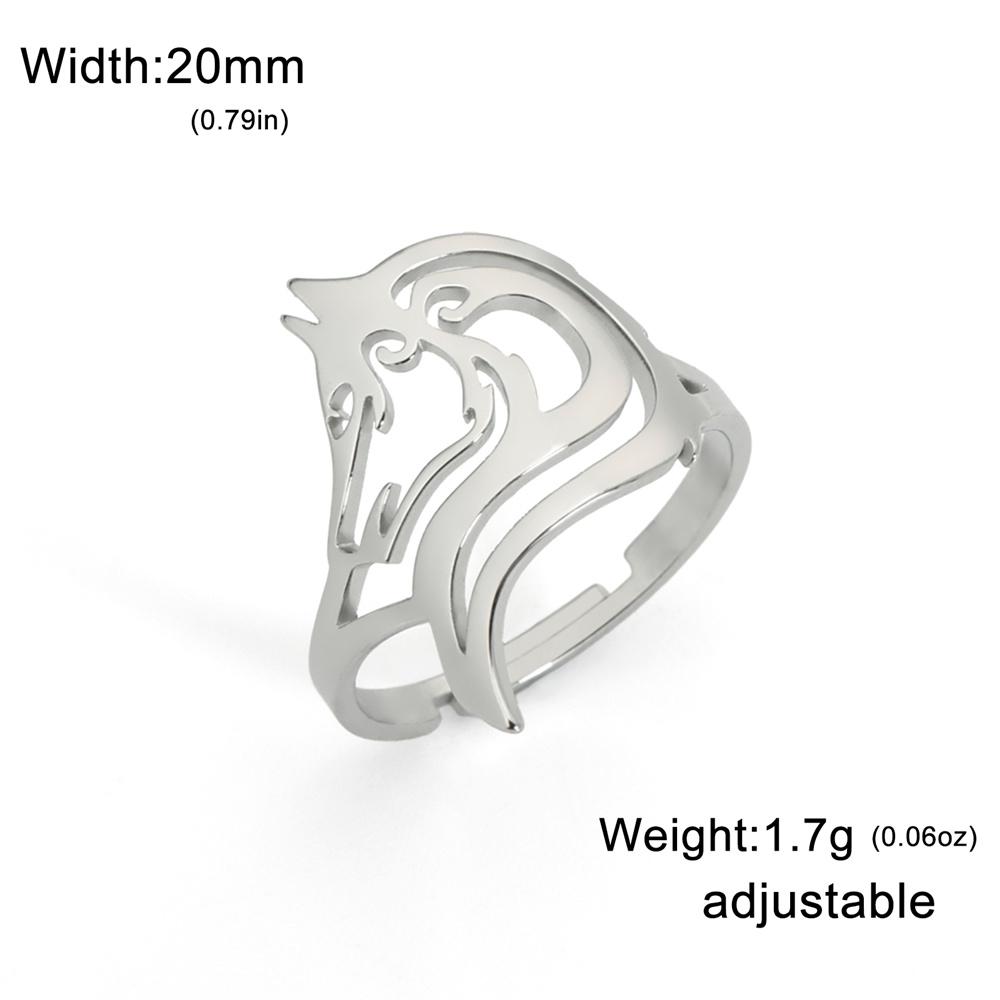 

My Shape Punk Hollow Wolf Ring for Men Viking Fenrir Wolf Stainless Steel Adjustable Animal Head Finger Rings Fashion Jewelry resizable