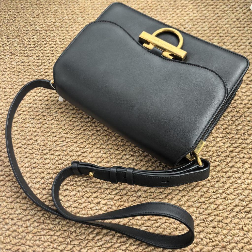[Gebraucht] Gancini Schwarze Leder Crossbody Tasche - Sehr Gut #13VHABV