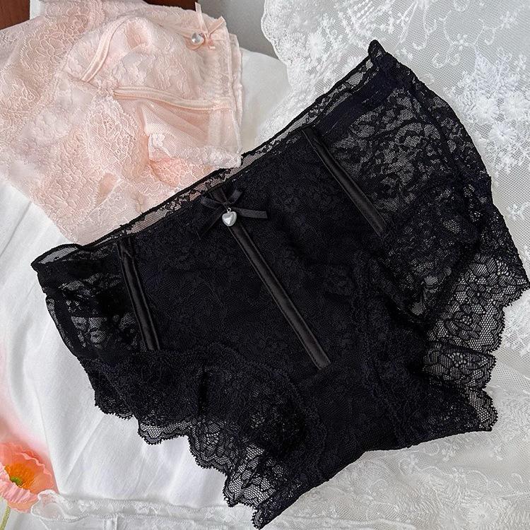Flower Shadow Mist Veil: Japanese Lace Mid-Waist Breathable Cotton Women's Thongs