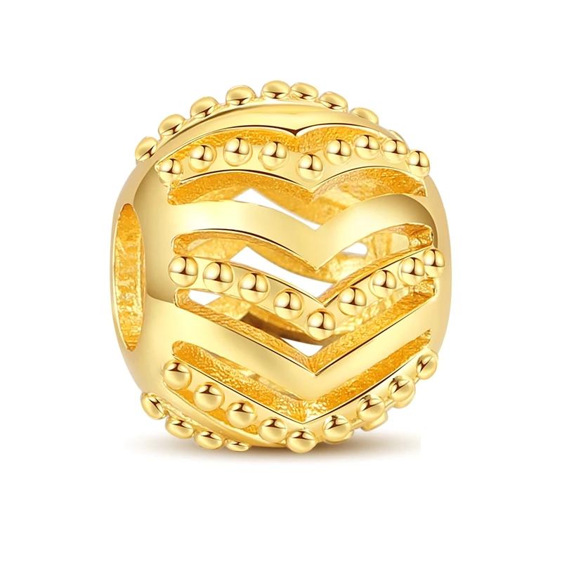 Gold Plated Family Tree Heart Charm Beads Dangle for Classic Snake Bracelet DIY Jewelry Making Women Gift