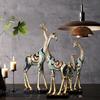 Simulation Animal Sculpture Giraffe Mother and Child Painted Animal Statue Modern Home Decoration Golden Handicraft Ornaments