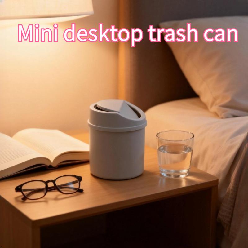 פח שולחני מיני פח אשפה קטן צינור עם מכסה פח אשפה לחדר שינה פח אשפה קופסת אחסון למקום עבודה נקי שולחן ביתי