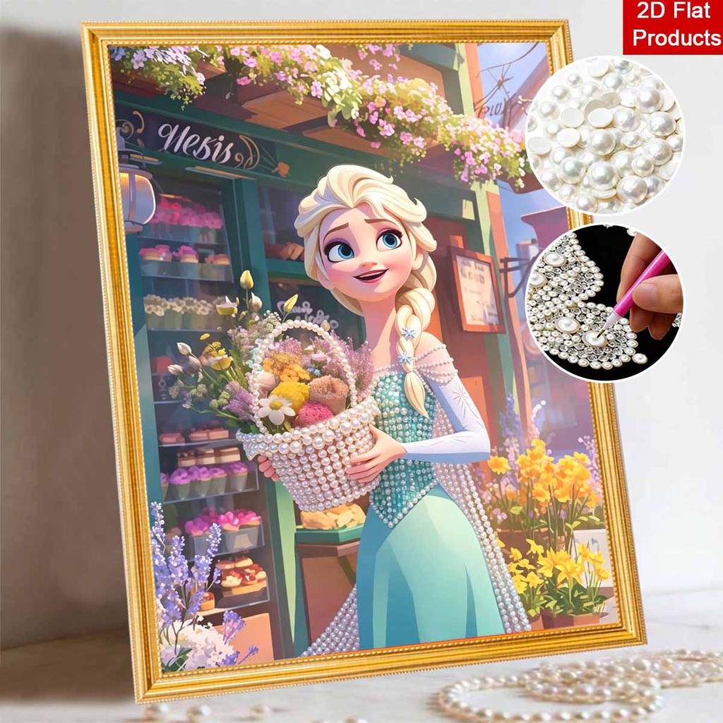 Disney Pittura con Perle Regina Elsa Pittura Artistica con Perle Fai-da-te Pittura con Gemme di Perla Quadri Artigianato Forma Speciale Decorazione Murale per la Casa