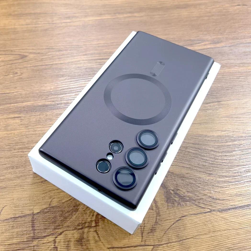 

Мягкий силиконовый чехол для беспроводной зарядки Magsafe для Samsung Galaxy S25 S24 S23 S22 S21 Ultra Plus S23Plus S 25 Защитные стекла для объективов Samsung S25 Ultra