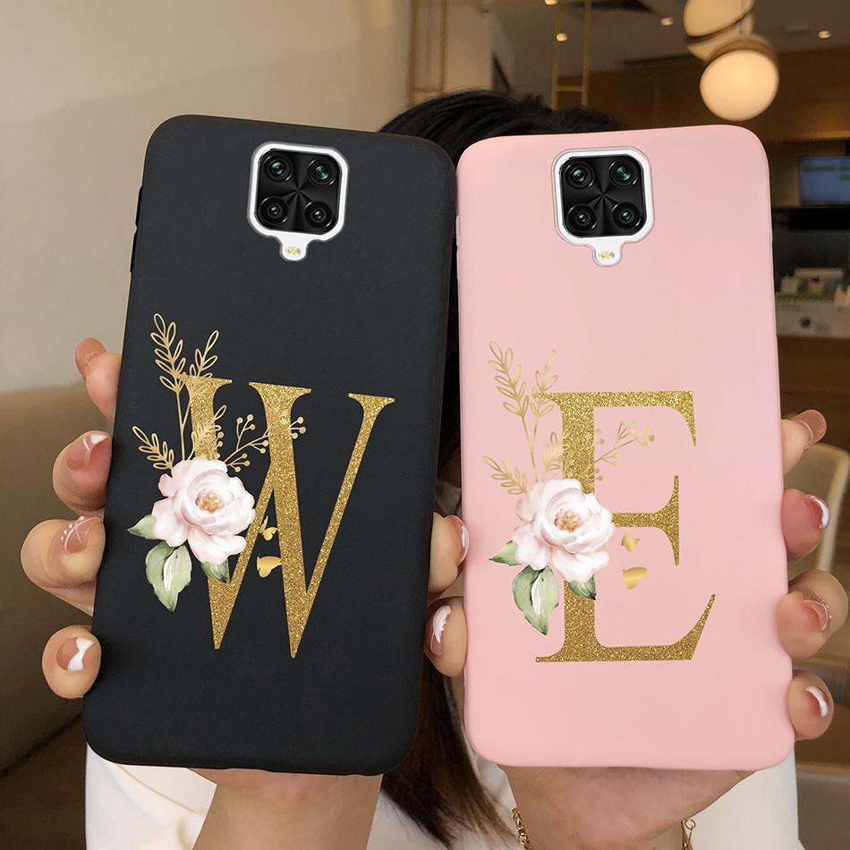 For Xiaomi Redmi Note 9 Pro Case Flowers Letters Silicone Soft TPU Back Cover For Xiomi Redmi Note9 Pro 6.67'' M2003J6B2G Case