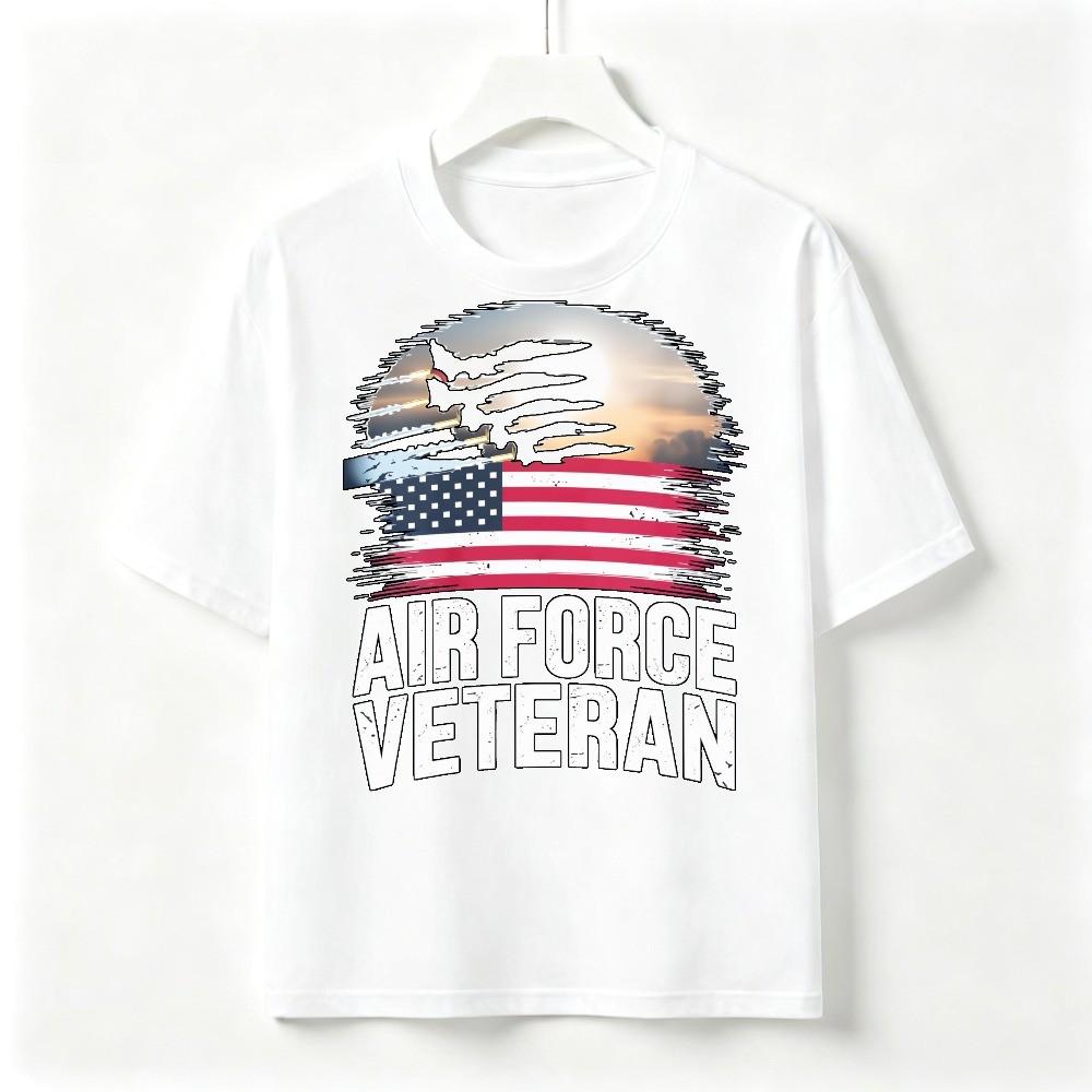 Air Force Veteran Gift TShirt Unisex Flag Jet Patriotic Graphic Daily Wear Tee
