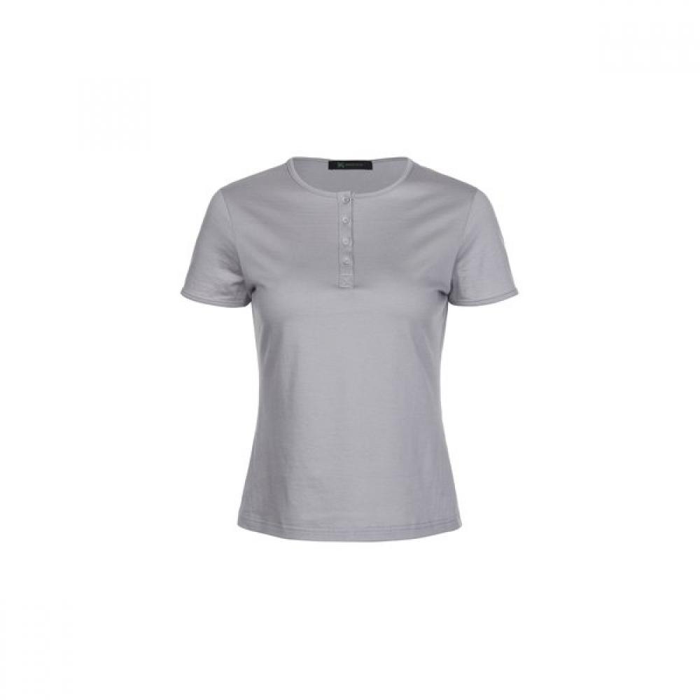 Bermudagrass Shell BuTTon Henry Neck SilkeTTe T shirT Grey