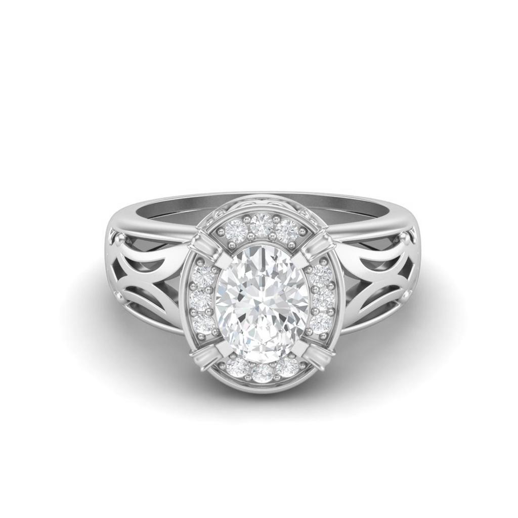 8x6mm Oval Moissanite 925 Sterling Silver Filigree Celtic Women Ring