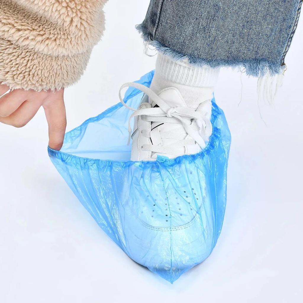100pcs/1set Portable Plastic Shoe Covers Disposable Rainy Day Outdoor Shoe Covers Waterproof Dustproof Anti-slip Shoe Covers