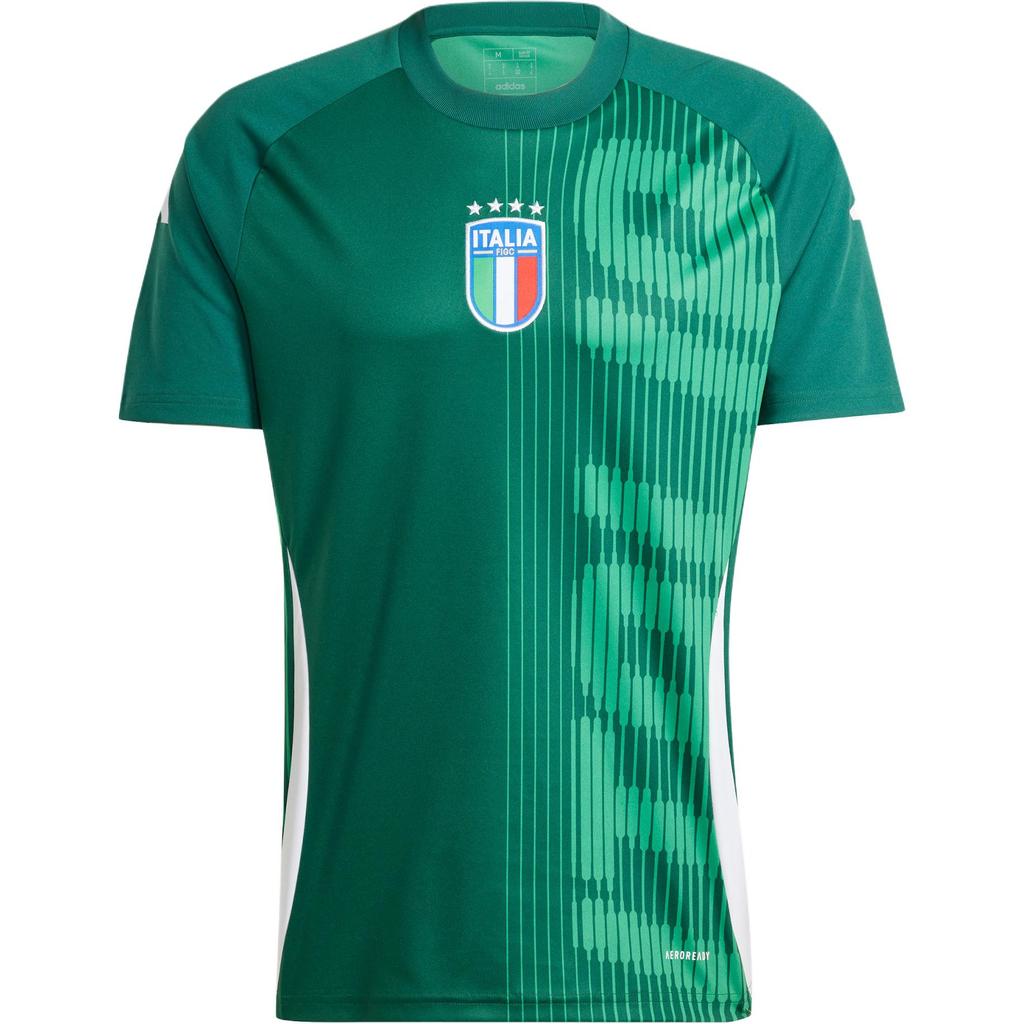 Adidas Italy Pre-Match Jersey Printed Round Neck Short Sleeve Soccer Shirt Men Tops Dark-Green IW7950