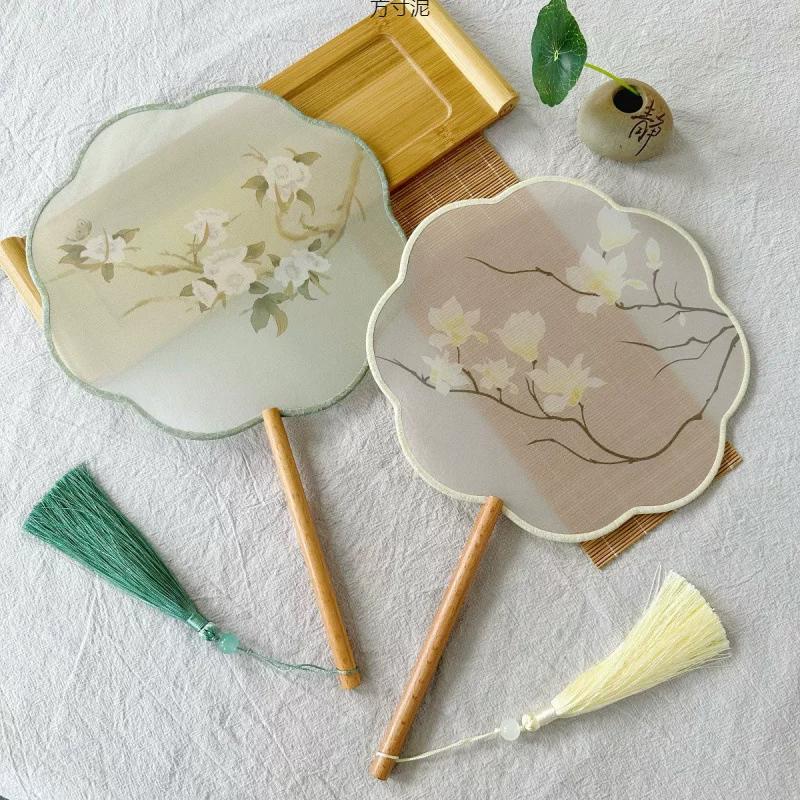 New Style Ancient-Style Semi-Transparent Round Fan for Dance, Hanfu Traditional Round Fan, Retro Classical Dance Chinese-Style Fan