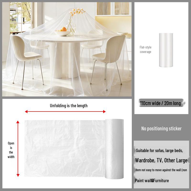 Thickened Plastic Dustproof Masking Film for Furniture Renovation and Spray Protection