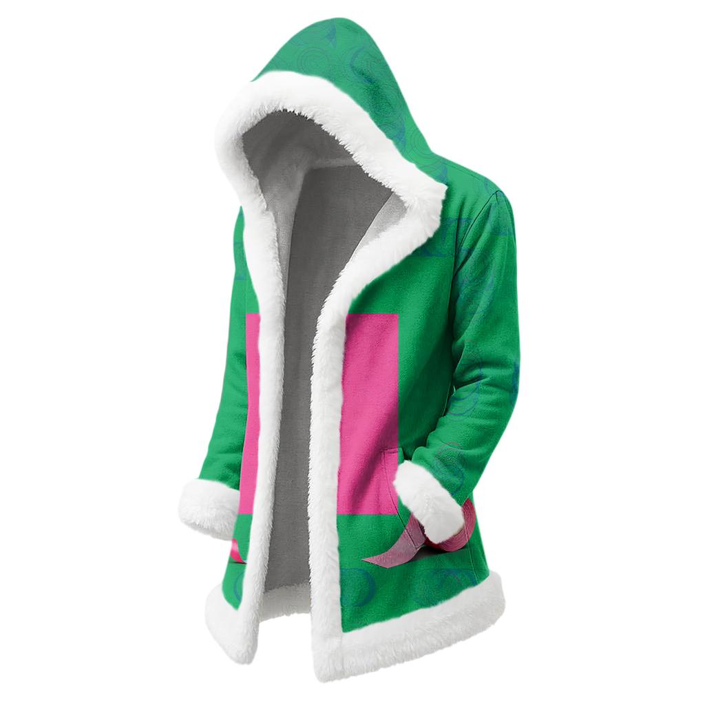 Unisex Casual And Fashionable Plush Collar Hooded Long Sleeved Carnival Print Jacket