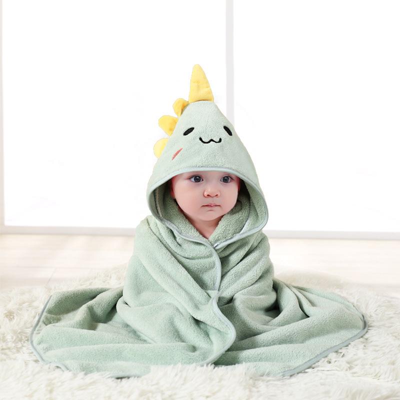 Newborn Cartoon Hooded Swaddle Blanket - Absorbent Coral Fleece for Spring & Autumn
