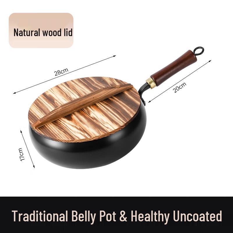 ZISIZ Wrought Iron Non-Stick Wok