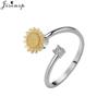 Mote Fidget Spinner Ring Angst for Kvinner Flere Krystall Solsikke Fingerringer Roter Anti Stress Zirkon Bryllupsgave