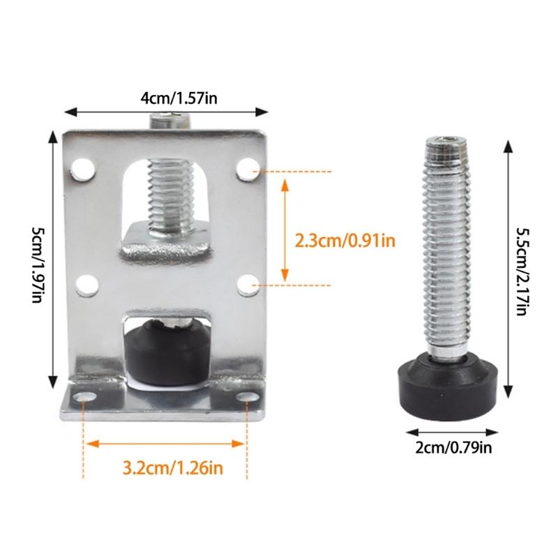 Pacote com 4 Pés Ajustáveis para ArmárioPés de Suporte de Móveis de Metal de Alta Resistência com Design Antiderrapante Para Estabilidade de Guarda-roupa