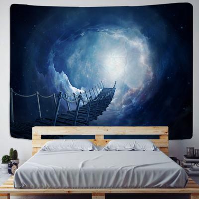 Raum Zeit Höhle Wandteppich Wandbehang Wal Sonnenuntergang Gipfel Psychedelische Magie Hexerei Science Fiction Boho Dekor