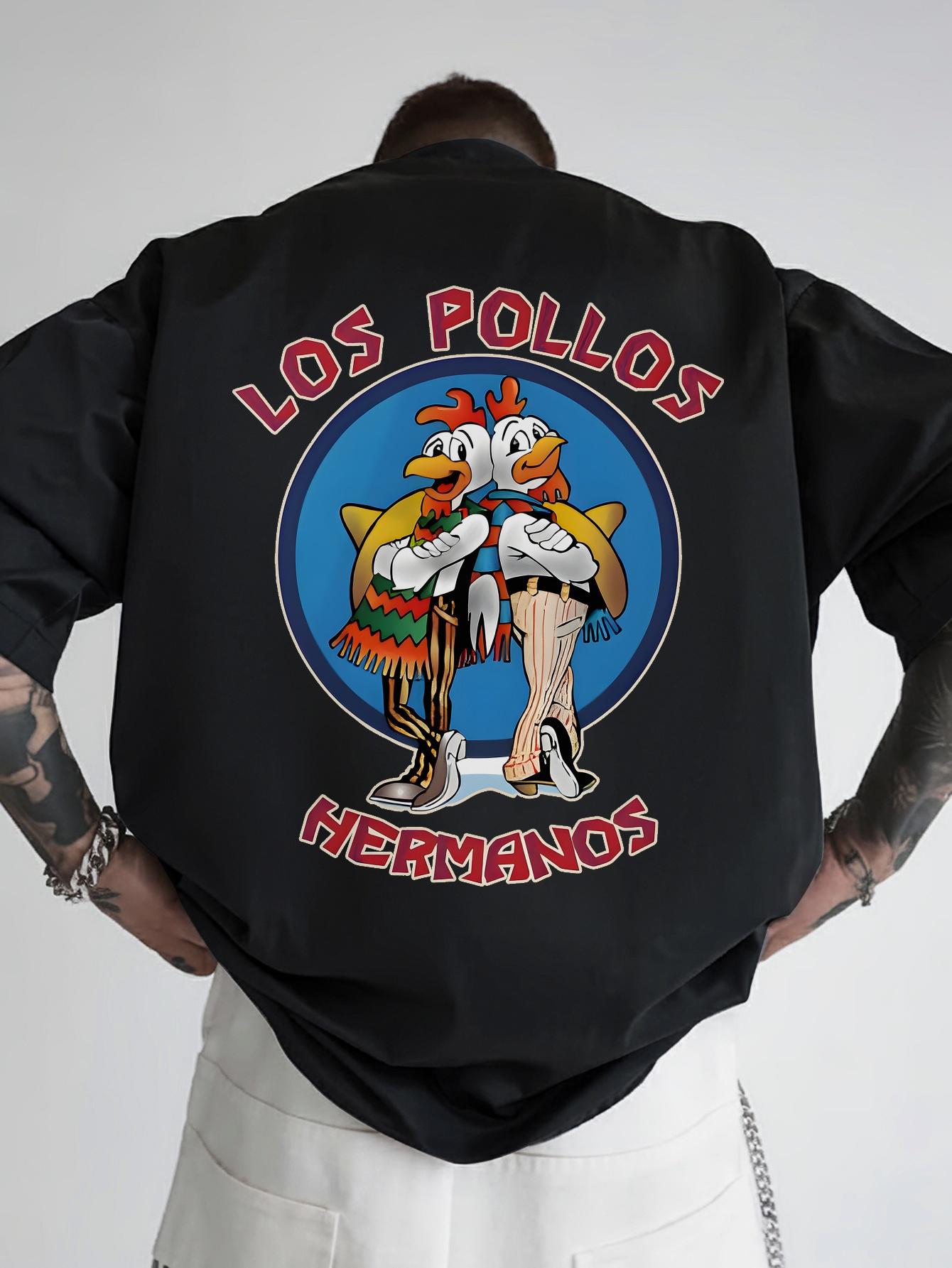 

Graphic T-shirt - Funny Back Print with Roosters - Lightweight Polyester Shirt for Summer M
